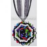 Purple & White Duct Tape Rose Necklace