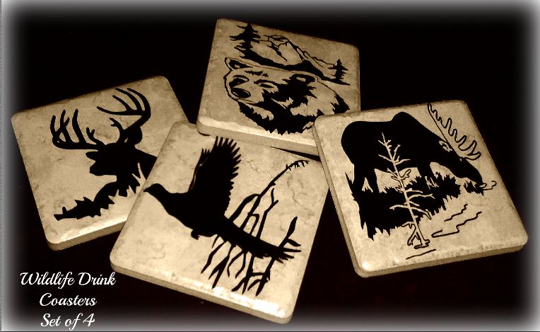 Set Of 4 Wildlife Ceramic Drink Coasters